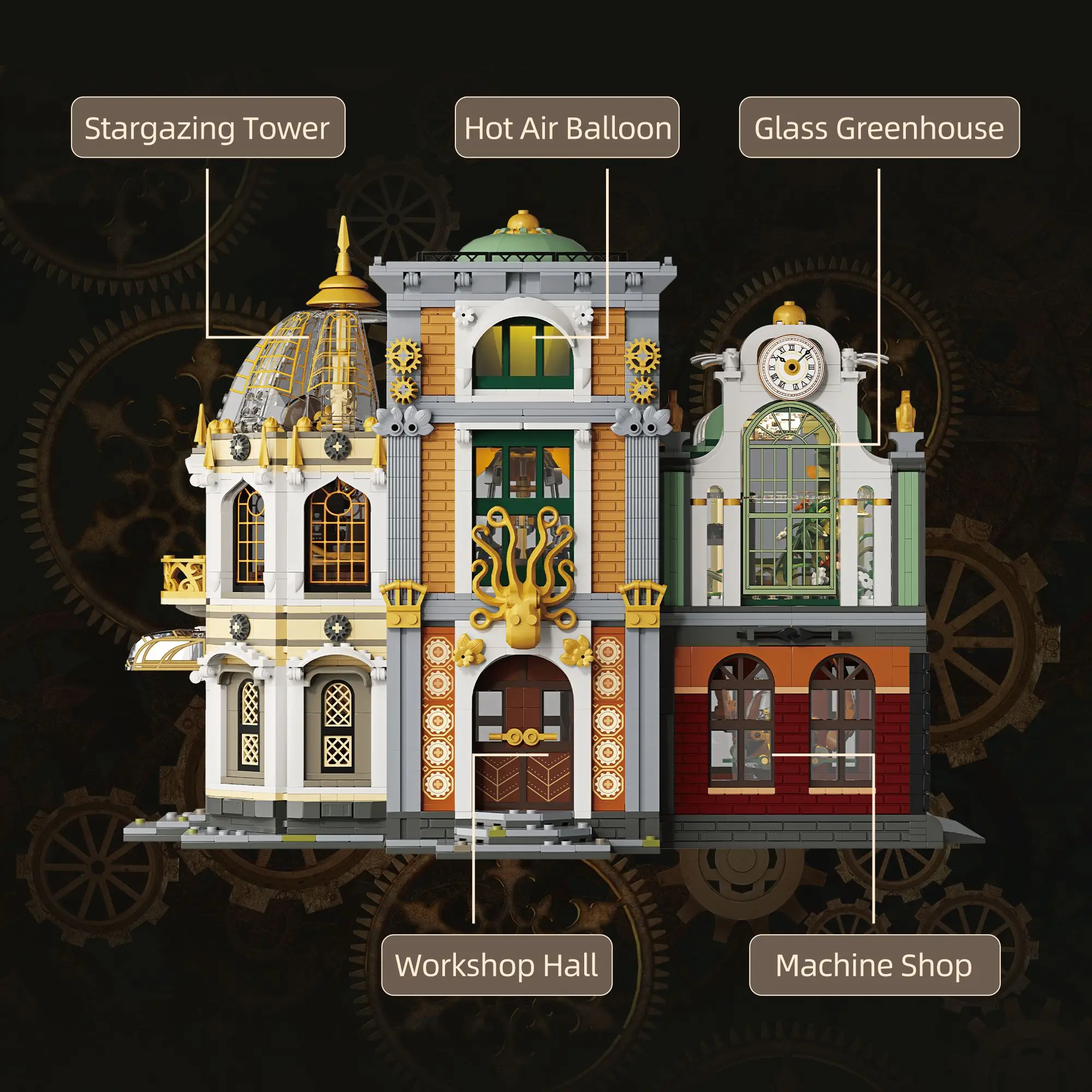 3124pcs Steampunk Explorers Building Blocks Street View Architecture Modular Construction Model Bricks Toys for Adults Gifts