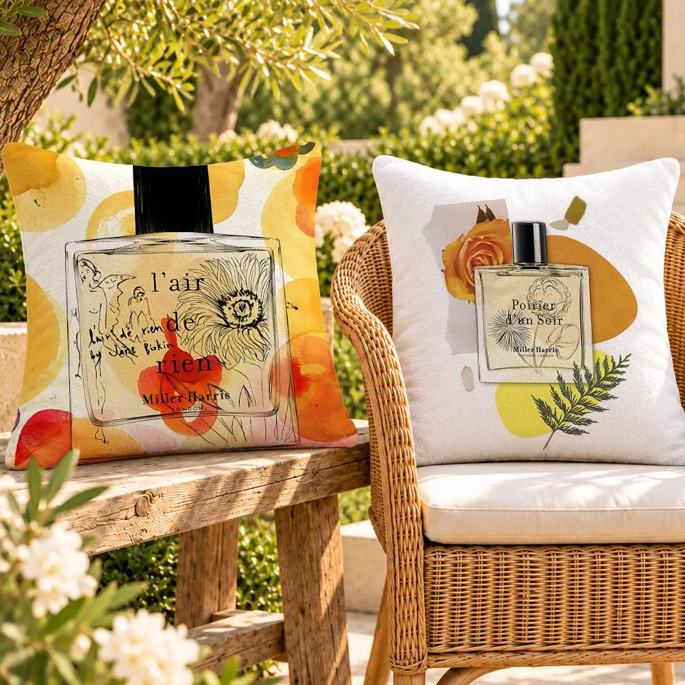 Brand Fragrance Miller Harris Cushion Cover Soft Plush Throw Pillow Cover Washable Sofa Bed Patio Chair Home Decor