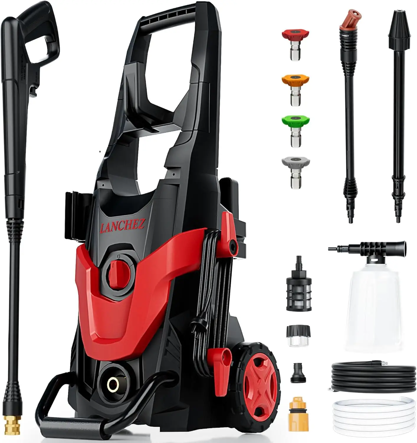 

Electric Pressure Washer, Upgraded 7 Nozzles Set, 4300 PSI 2.8 GPM Power Washer with Turbo & 360° Nozzle, Inlet Hose & Filter &