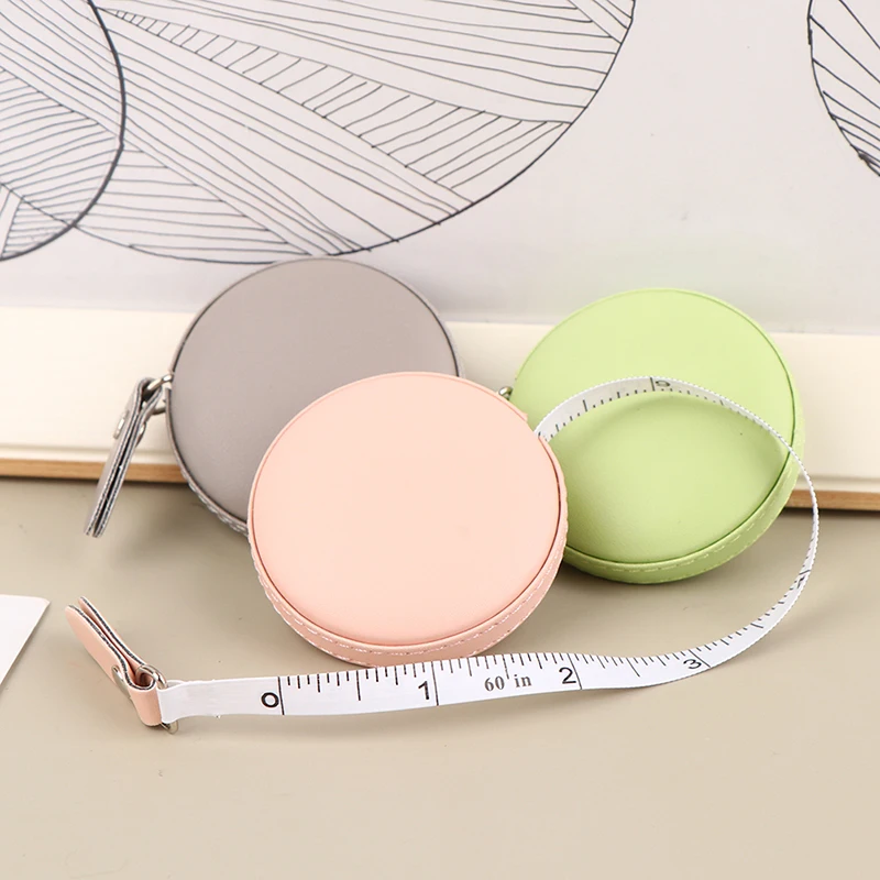 1.5M Portable Retractable Tape Ruler PU Solid Color Soft Measure Ruler Retro Sewing Centimeter Inch Sewing Measure Tape Ruler