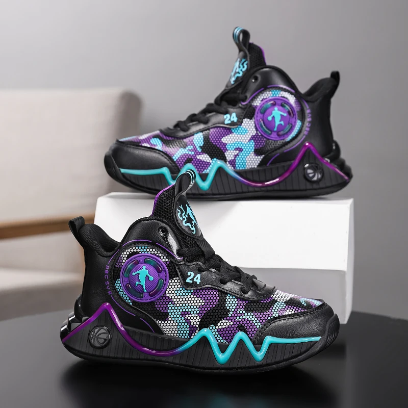 

Kids Basketball Shoes Ankle Support Sneakers Tactical Boots Breathable Boys Girls Sports Shoes Shock-absorbing Athletic Shoes