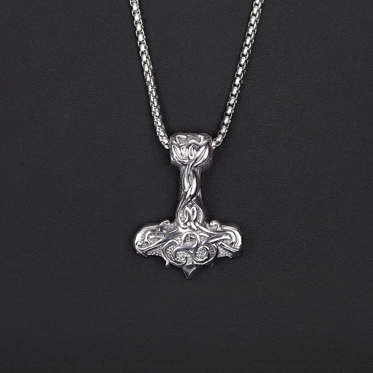 

Thors Hammer Necklace Stainless Steel Viking Authentic Norse Jewelry for Men Women