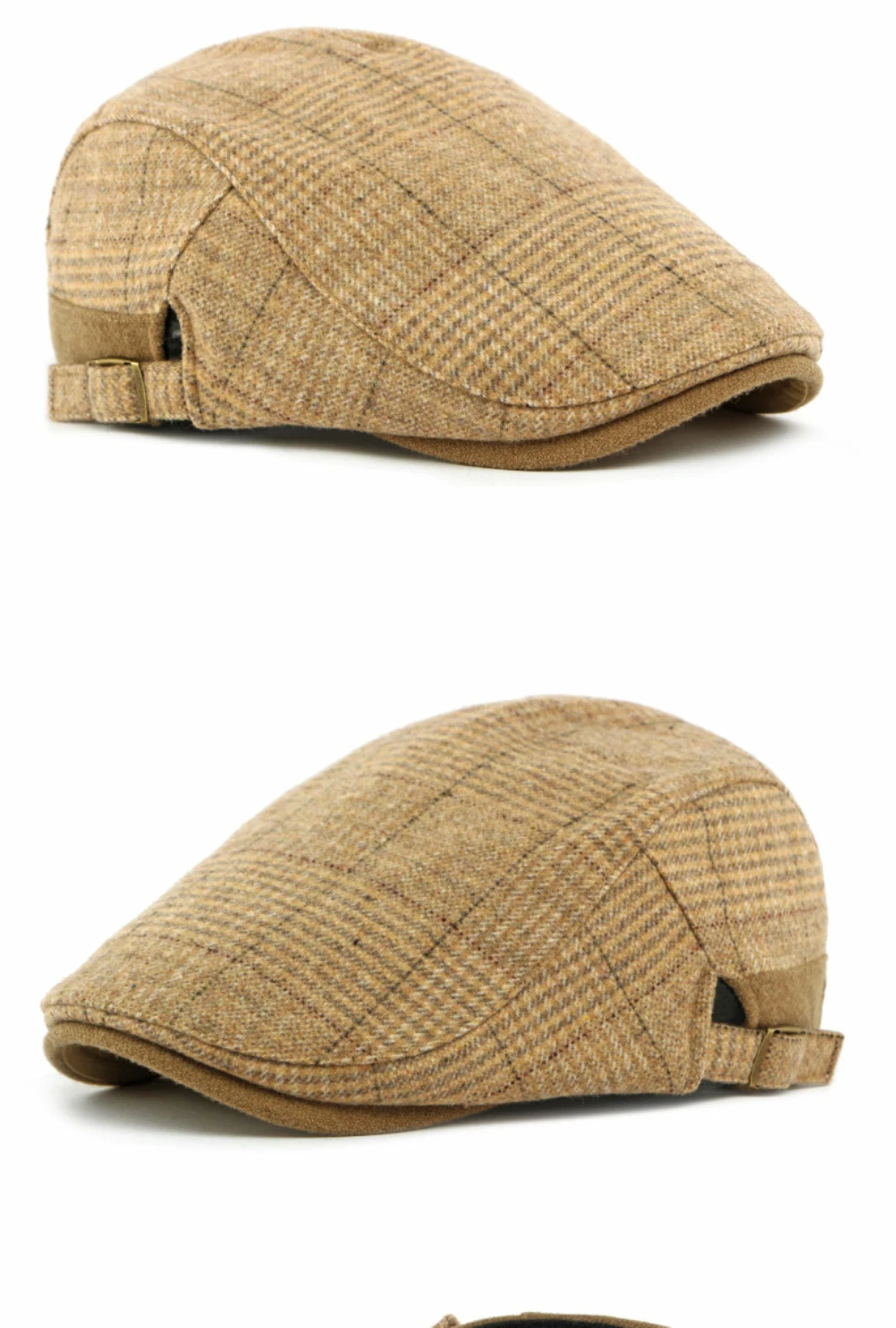 HT4934 Herren Berets Frauen Neue Herbst Winter Wolle Baskenmütze Hut Plaid Künstler Maler Hut Einstellbare Ivy Flache Kappe Männlich Weiblich Baskenmütze Kappe – Detail 13