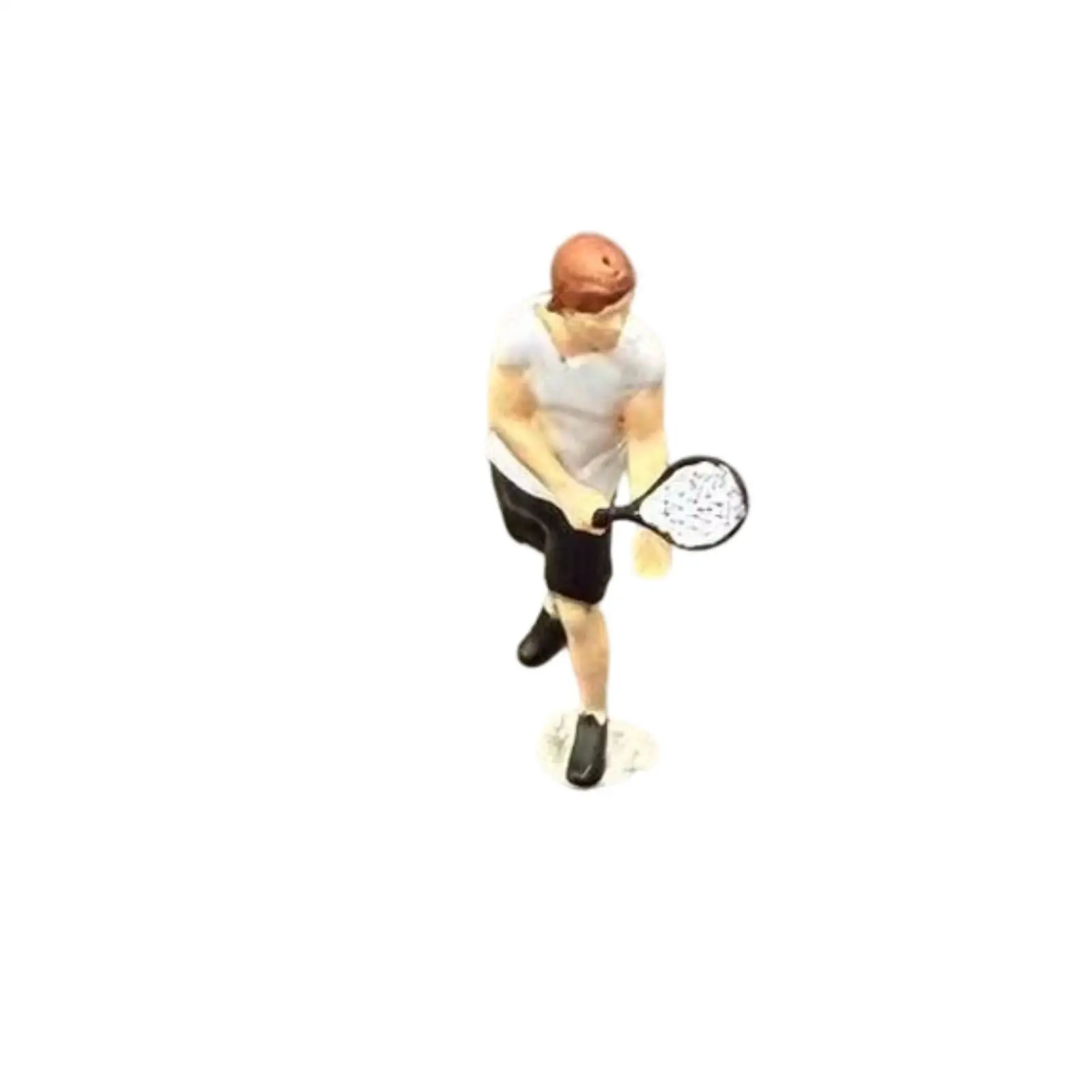 Miniature Tennis Player with Racket Detailed Tennis Player Figure Miniature Figure Model Realistic Diorama Piece Decorative