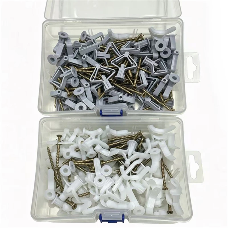 50Set Plasterboard Expansion Screws Tube Plastic Toggle Anchor Wall Plugs Hollow Drywall Anchor Bolt Fastener Kit HardwareFixing