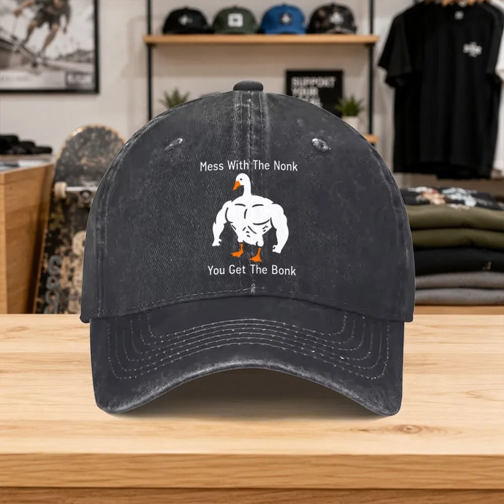 Muscle Goose Washed Baseball Cap Unisex Cotton Sun Hat for Outdoor Sports Casual Wear