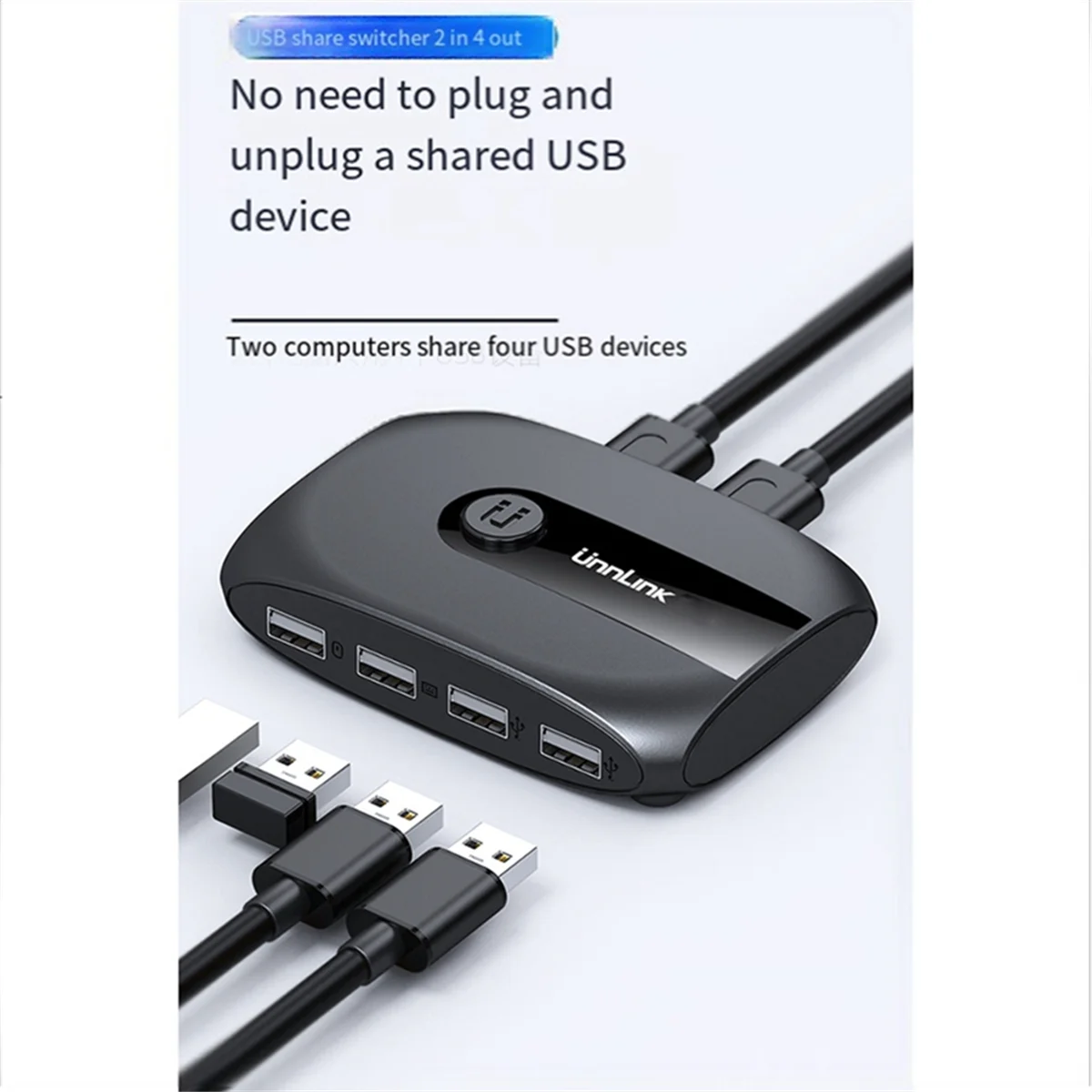 Dispositivo de compartilhamento de impressora UNNLINK USB2.0 4 portas 2 entradas e 4 saídas 2 computadores compartilham teclado e mouse switch compartilhar dispositivo USB