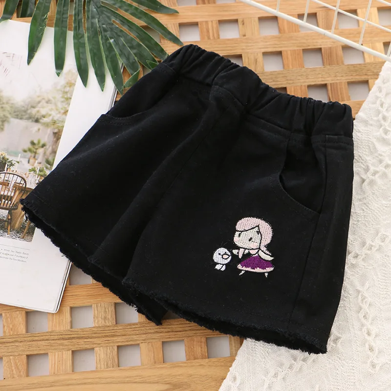 Summer Short Pants for Girls Cotton Candy Color Broken Jeans Shorts Fashion Children Clothing Outerwear Pant 2 To 12 Years New