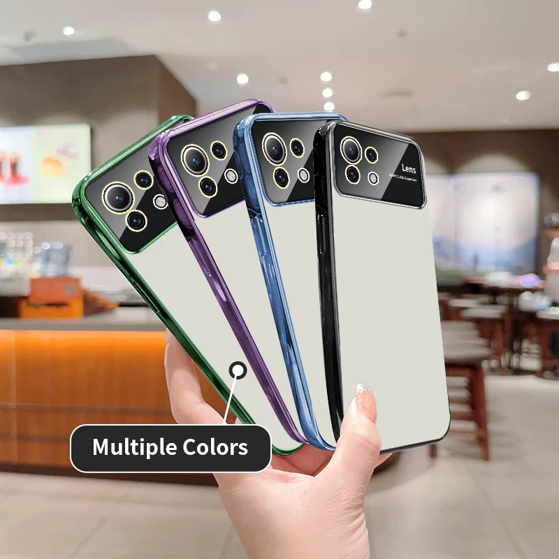 for Xiaomi Mi 11 Lite 5G NE Case Plating Luxury Clear Large Window Lens Film Soft Cute Shockproof Phone Cover XiaomiMi11Lite5GNE