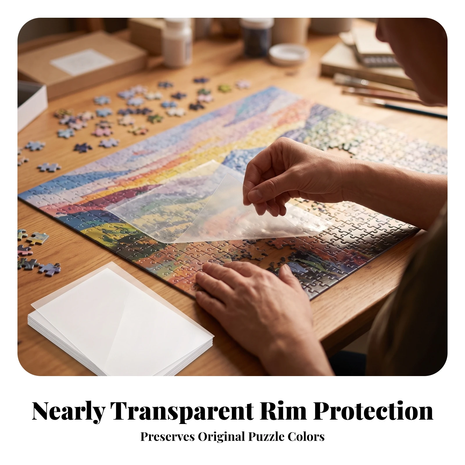 Clear Puzzle Adhesive Sheets for Finished Puzzles Self Adhesive Backing Film Peel and Stick Protector