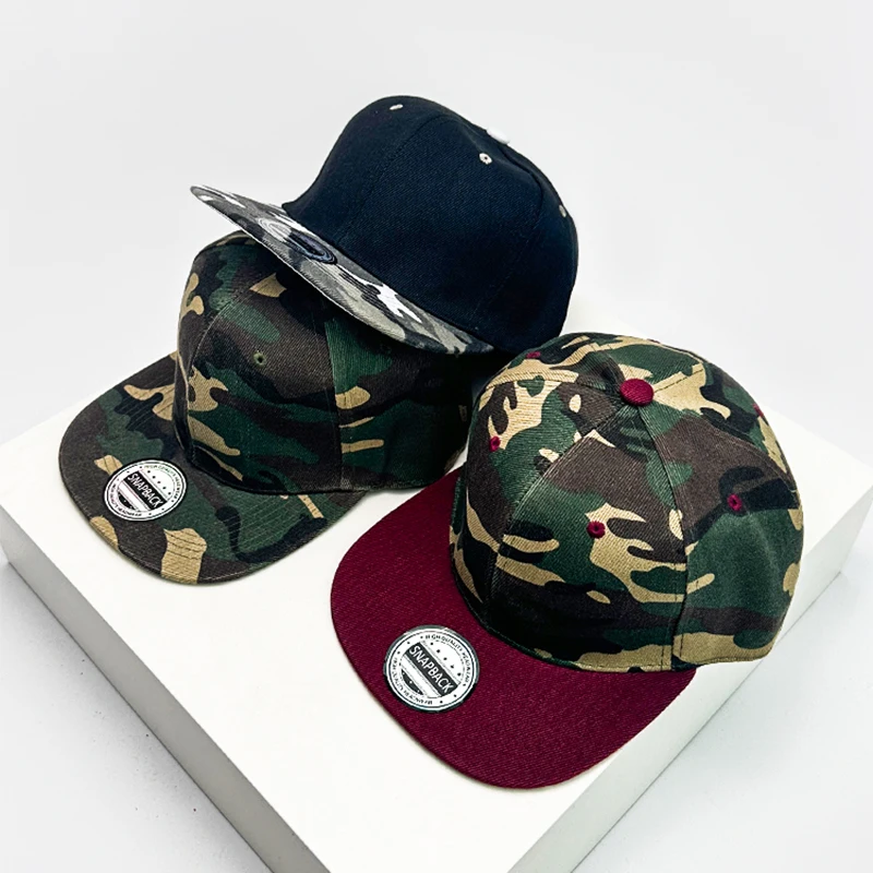 

New Unisex Color Block Camouflage Baseball Hats Flat Eave Breathable Hip Hop Sunshade Peaked Caps Versatile Fashion Personal ins