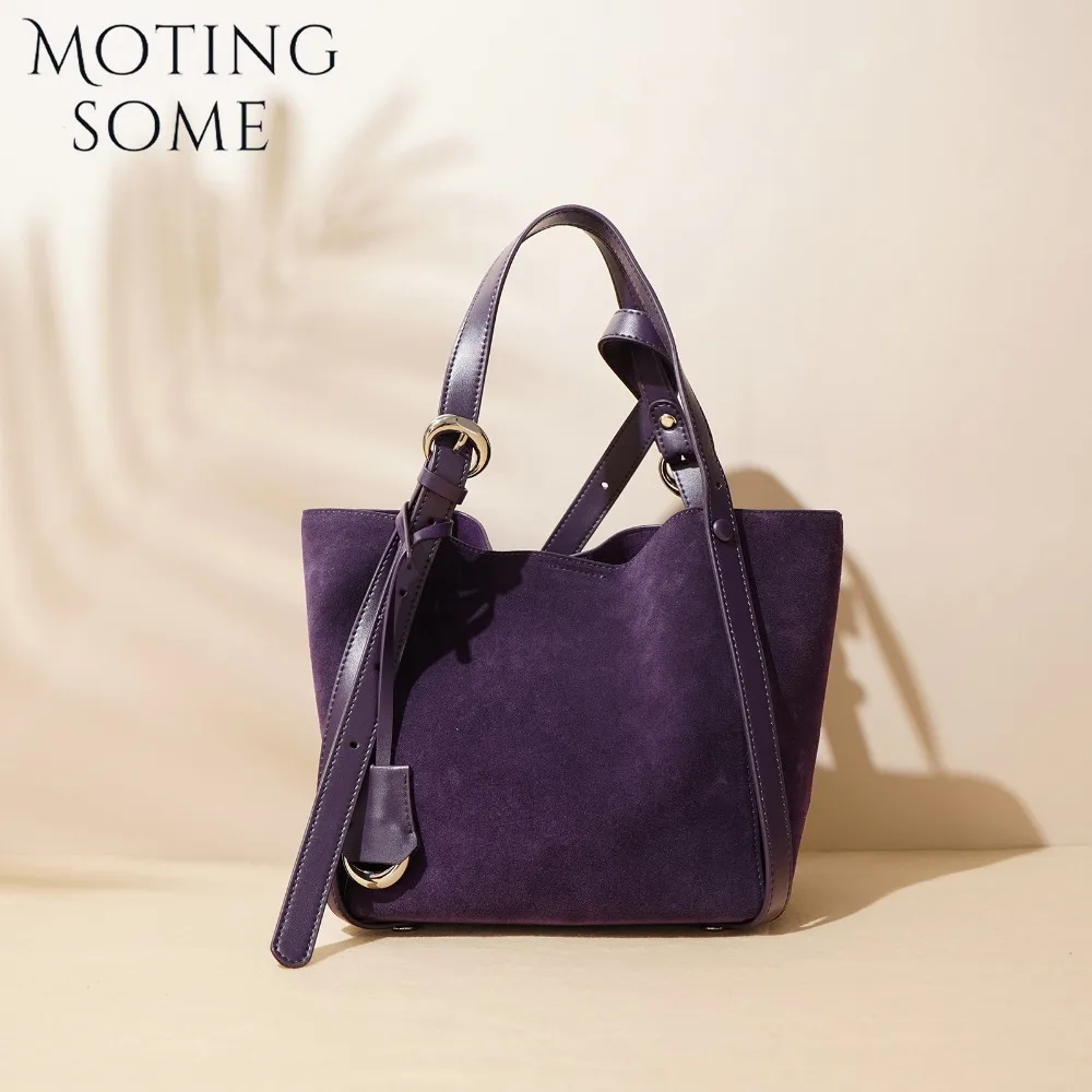 Motingsome Suede Leather Bags Women Shoulder Handbag and Purses Luxury Matte Leather Basket Bag Crossbody Mini Tote 2024 New