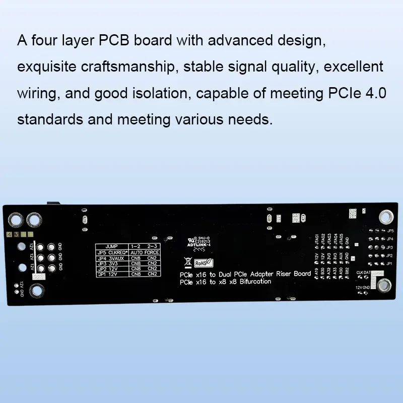 PCIe 4.0 X16 MCIO Split Verlengkabel Riser Card PCI-E Bifurcatie PCIe X16 X8 X8 Grafische kaart Gen4 256G/bps Ondersteunt 1-tot-2