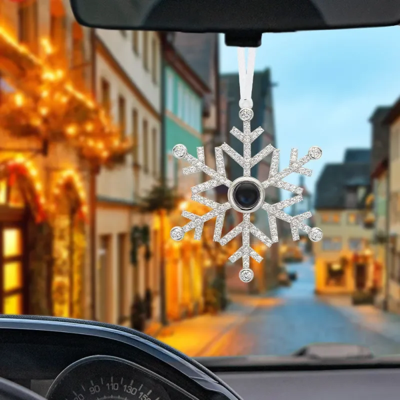 Ciondolo natalizio personalizzato Proiezione di fiocchi di neve Ornamento fotografico Nastro pendente con foto personalizzata Regalo commemorativo