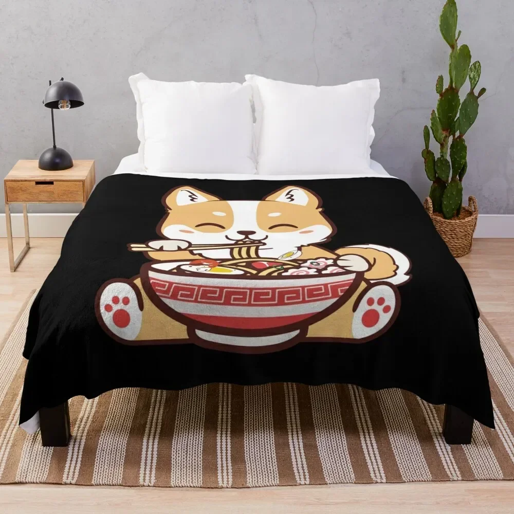 

Kawaii Corgi Eating Ramen a Kawaii Corgi Eating Noodles Throw Blanket Weighted Sofas Blankets