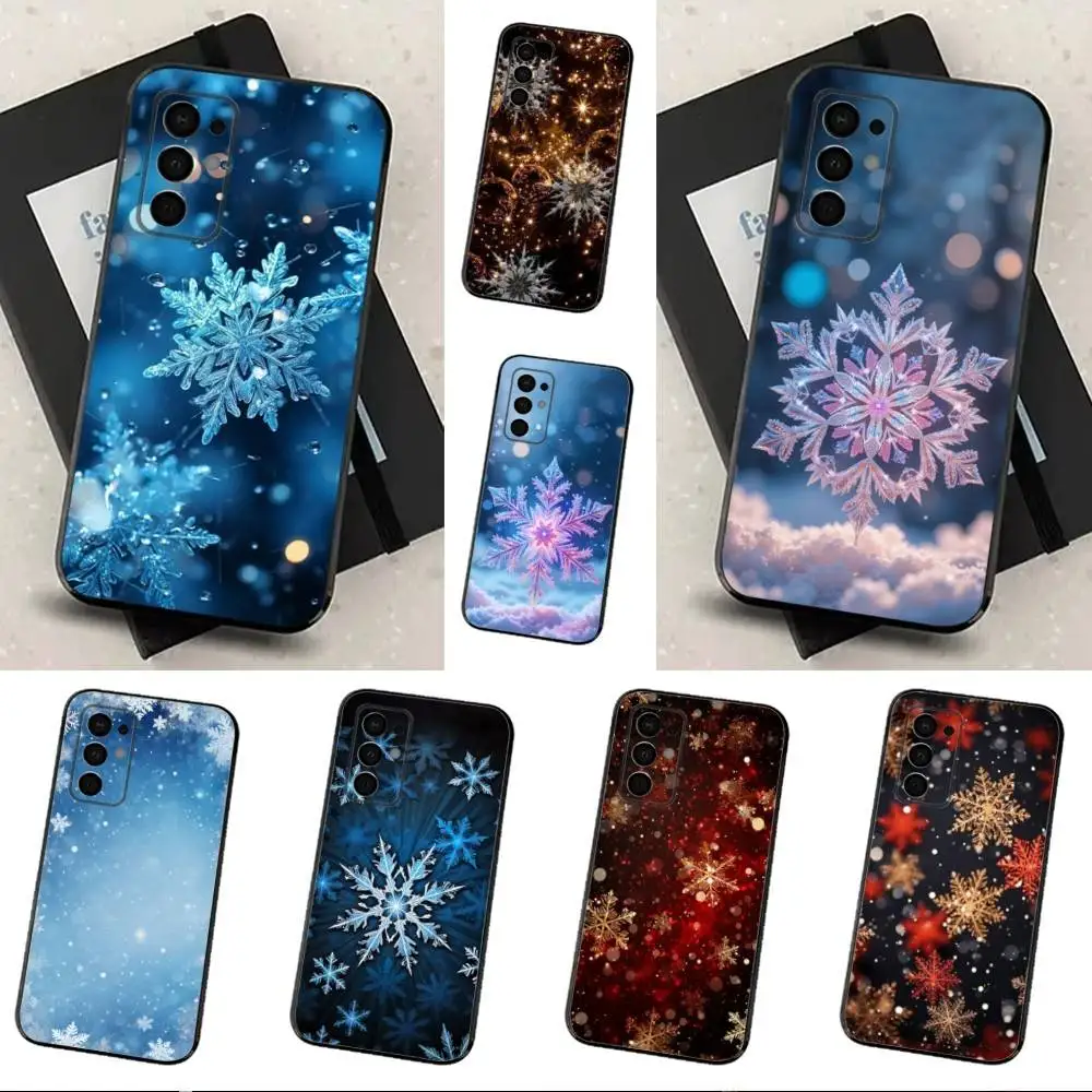 

Winter Christmas Snowflakes Case For Samsung Galaxy A73,31,32,72,41,53,52,71,22,5G,Note,J7,8,9 Soft Black Cover