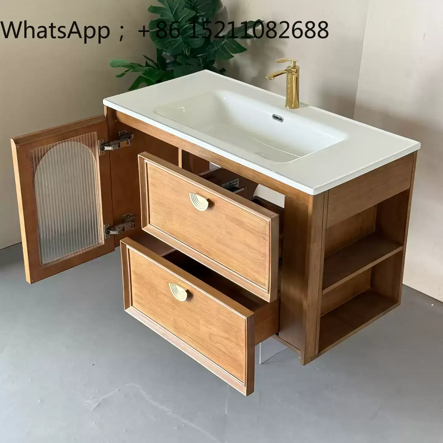 SCY vintage-style ceramic integrated basin, bathroom cabinet, sintered stone seamless washbasin, washbasin