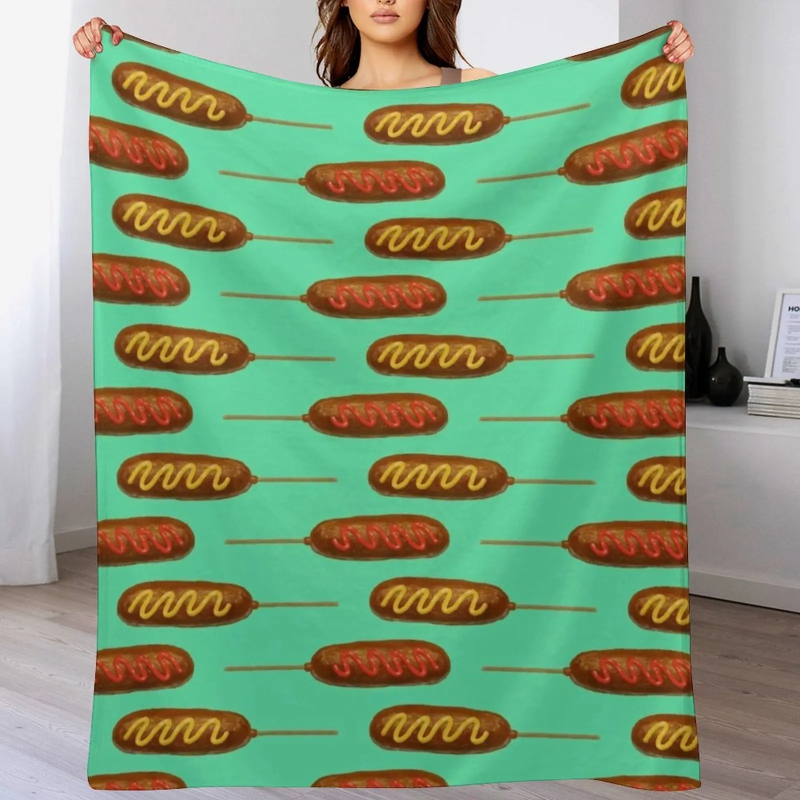 Corn Dogs Throw Blanket Softest Bed anime Blankets