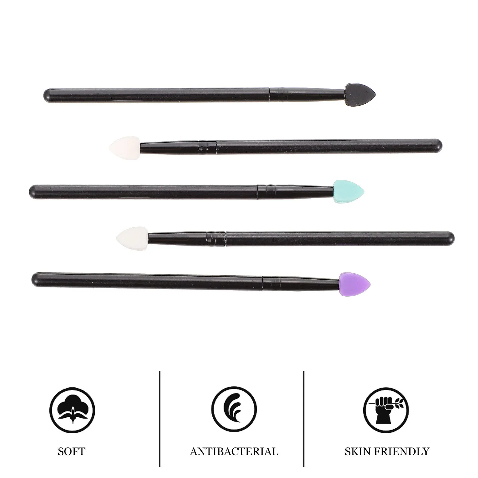 

5Pcs Silicone Eyeshadow Brushes Professional Long Handle Makeup Brush Set for Glitter Cream Eye Makeup Nose Shadow