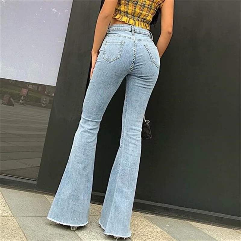 Americana High Street Style Slim Flared Jeans Women Fashion Comfortable Office Commuter Denim Trousers Female Daily Casual Pants