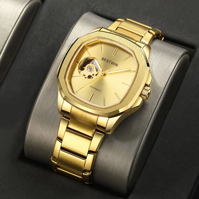 UTHAI Men's Watch Business Fully Automatic Mechanical Watch Fashion Trend Waterproof Alloy Wristband Mechanical Clock Gift
