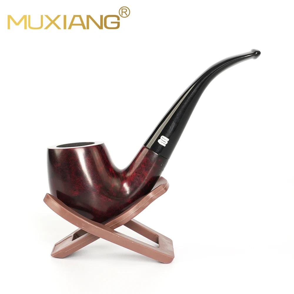 MUXIANG Briar Wood Churchwarden Tobacco Pipe 2 IN 1 Set, Interchangeable Long & Short Mouthpiece With Pipe Cleaning Kit