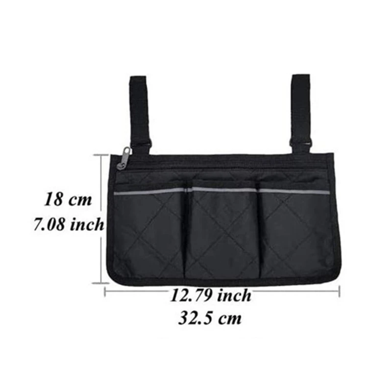 Waterproof Wheelchair Armrest Side Storage Bag for Most and Mobile Equipment Accessories