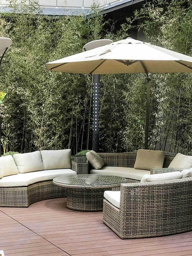 Outdoor Sofa Rattan round Combination Custom Courtyard Garden Hotel Arc SUNFLOWER Sofa Outdoor Furniture