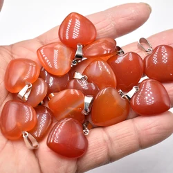 Wholesale 20mm 24 50pcs/lot Heart Pendants Charms Natural red agate For DIY Jewelry Making Women Gift free shipping