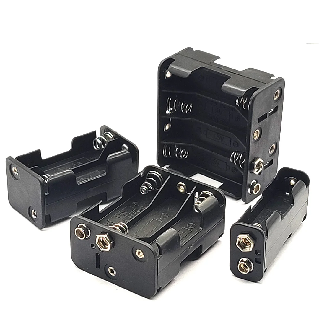 2/4/6/8 Slot AA Double Sided Battery Holder AA Battery Box with 9V Buckle 1x 2x 3x 4x AA Battery Box DIY