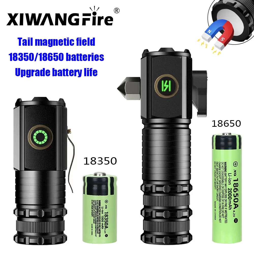 

P35 High Power Led Flashlights MINI Torch with 3 LED and Tail Magnet Self-defense Flash Lamp USB Rechargeable 18650 Torch