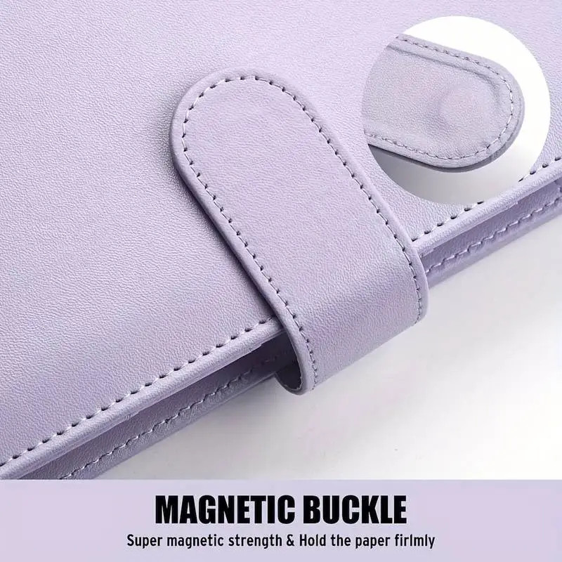 Macaron Color Pu Leather A5 Notebook Binder 6 Rings Diary Planner Agenda Budget Cover with Magnetic Buckle Closure Stationery