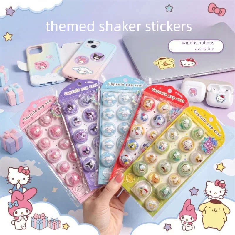 New 8PCS HelloKitty 3D PVC Stickers My Melody Kuromi  Cinnamoroll Kawaii Sticker for Journal Scrapbook Laptop Phone Case DIY
