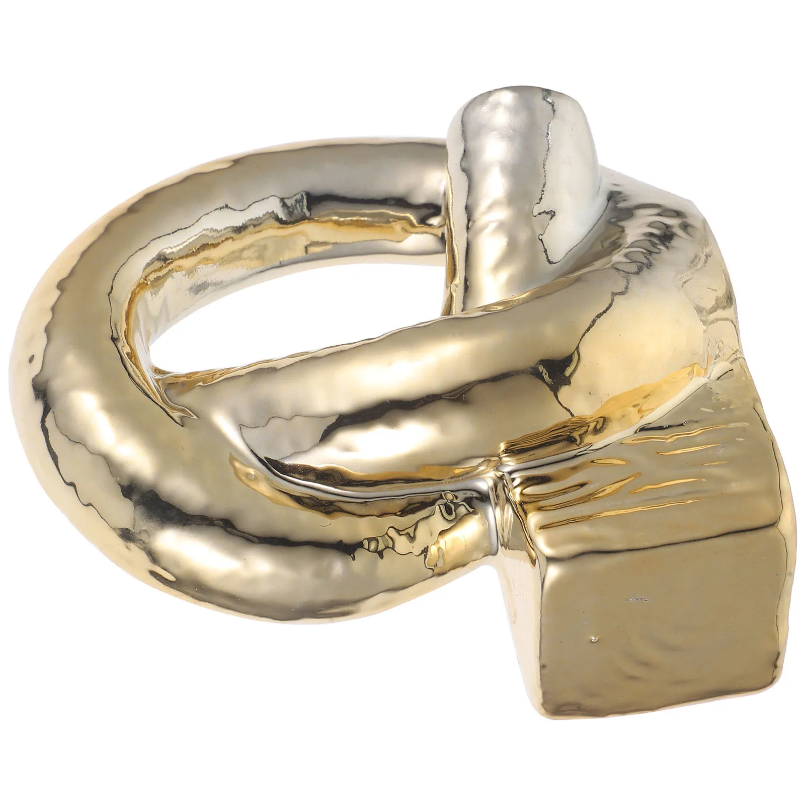 

Golden Ceramic Loop Knotting Decor Home Table Ornament for Living Room Bedroom Office Indoor Decoration Craft Ceramic Craft