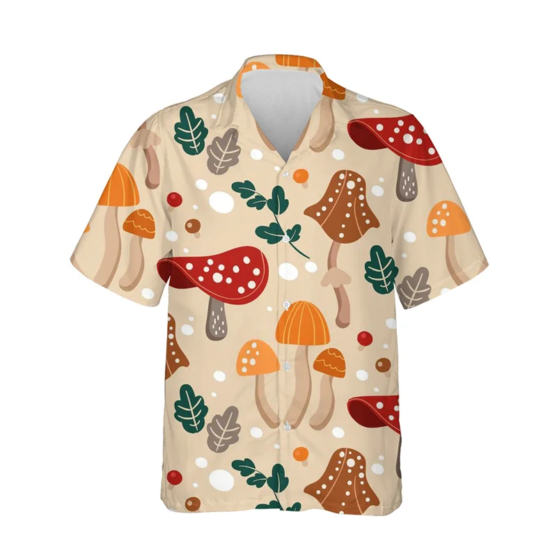 Cool 3D Printed Mushroom Floral Hawaiian Shirt For Men Summer Streetwear Casual Beach Shirt Blouses Short Sleeve Male Clothing