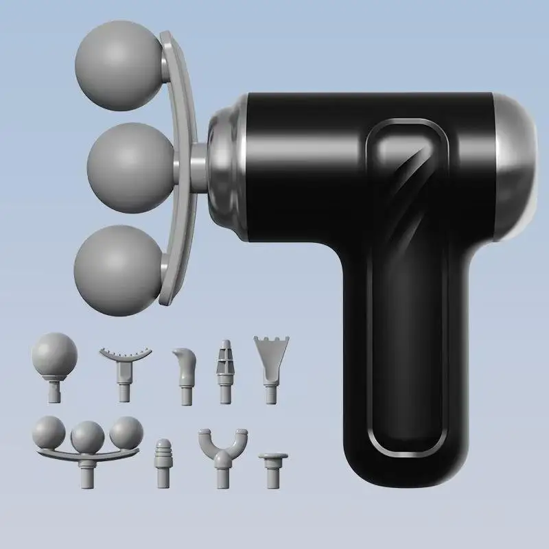 

Перкуссионный массажный пистолет с 3 головками, низкий уровень шума, спа для мышц тела, расслабляющий вибрационный мини-массажный пистолет для фасции
