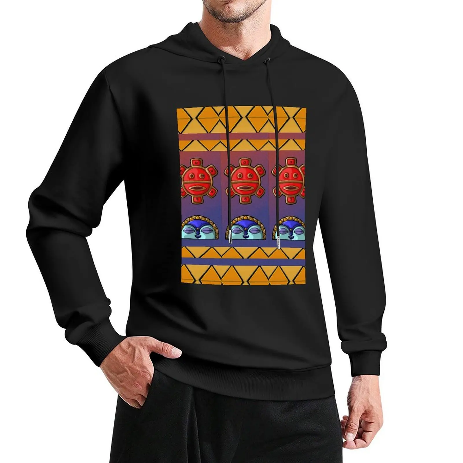 Taino - Sun and Moon Glyph Pullover Hoodie blouse men's winter sweater men hoodie