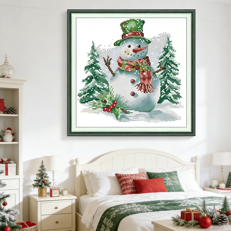 

Joy Sunday Cross Stitch Kit Christmas Snow Doll HD Pattern Printed Fabric Aida 16/14/11CT DIY Embroidery Kit Home Decor