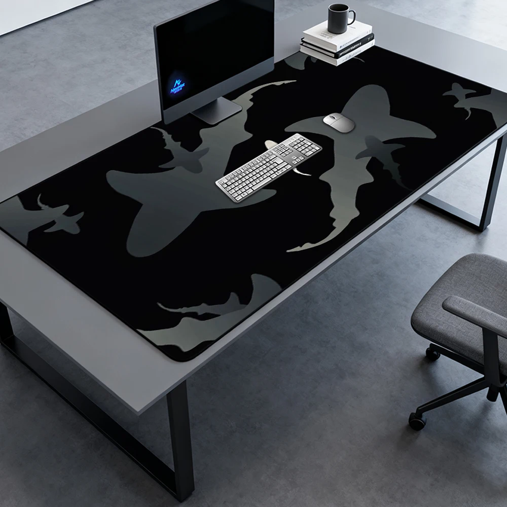 Ocean Shark Desk Pad Large Keyboard Mat Gray 1400x600 Black Gaming Full Nonslip Playmat Gradient Office Deskmat Desk Accessories