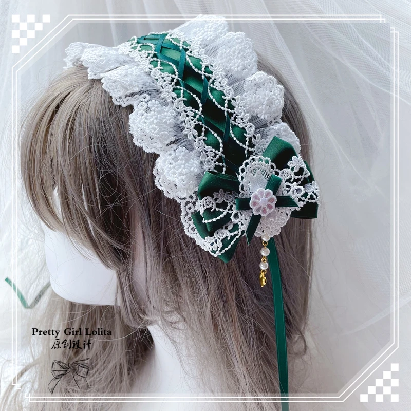 Fascia per capelli lolita originale lo niang accessori per capelli lolita femminili e copricapo bowknot in pizzo per ragazza adorabile