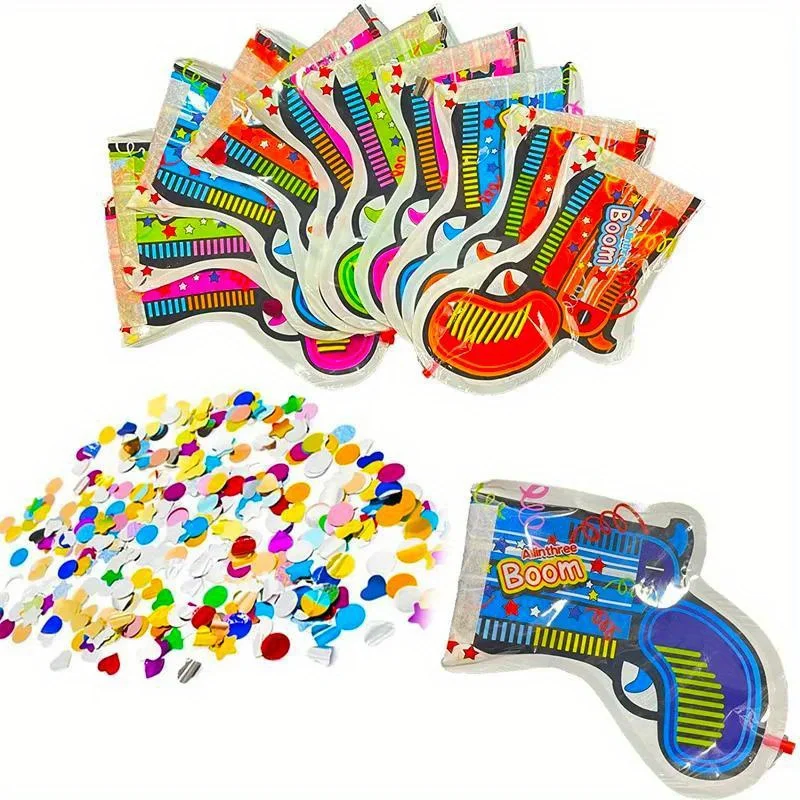 10 random colored handheld confetti cannons - a colorful party salute cannon suitable for birthdays, weddings, and celebrations