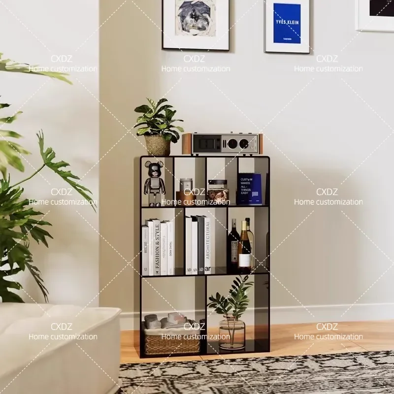 Multi Layer Solid Wood Bookshelf Floor to Ceiling Display Cabinet Narrow Acrylic Storage Rack for Living Room Home