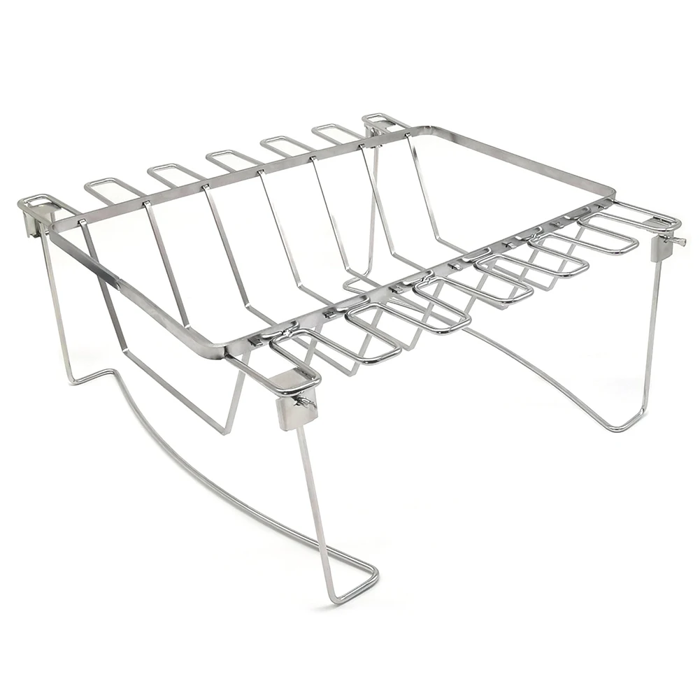 

Подставка для ребер и курицы из нержавеющей стали 3-в-1: идеально подходит для гриля и обжарки! Высокопродажные аксессуары для инструментов для домашнего садоводства