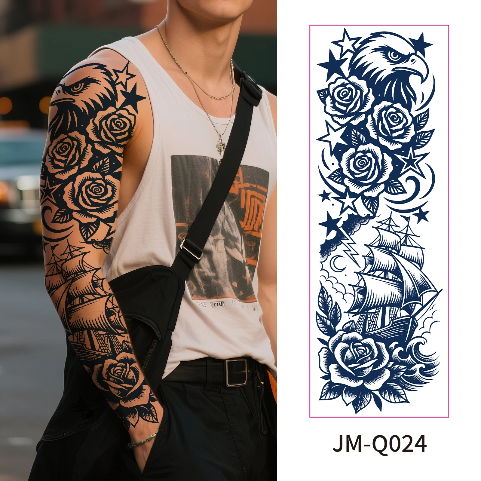 2 Weeks Semi Permanent Tattoo Herbal Juice Water Transfer Matte Full Arm Temporary Tattoo Sticker Swim Pool