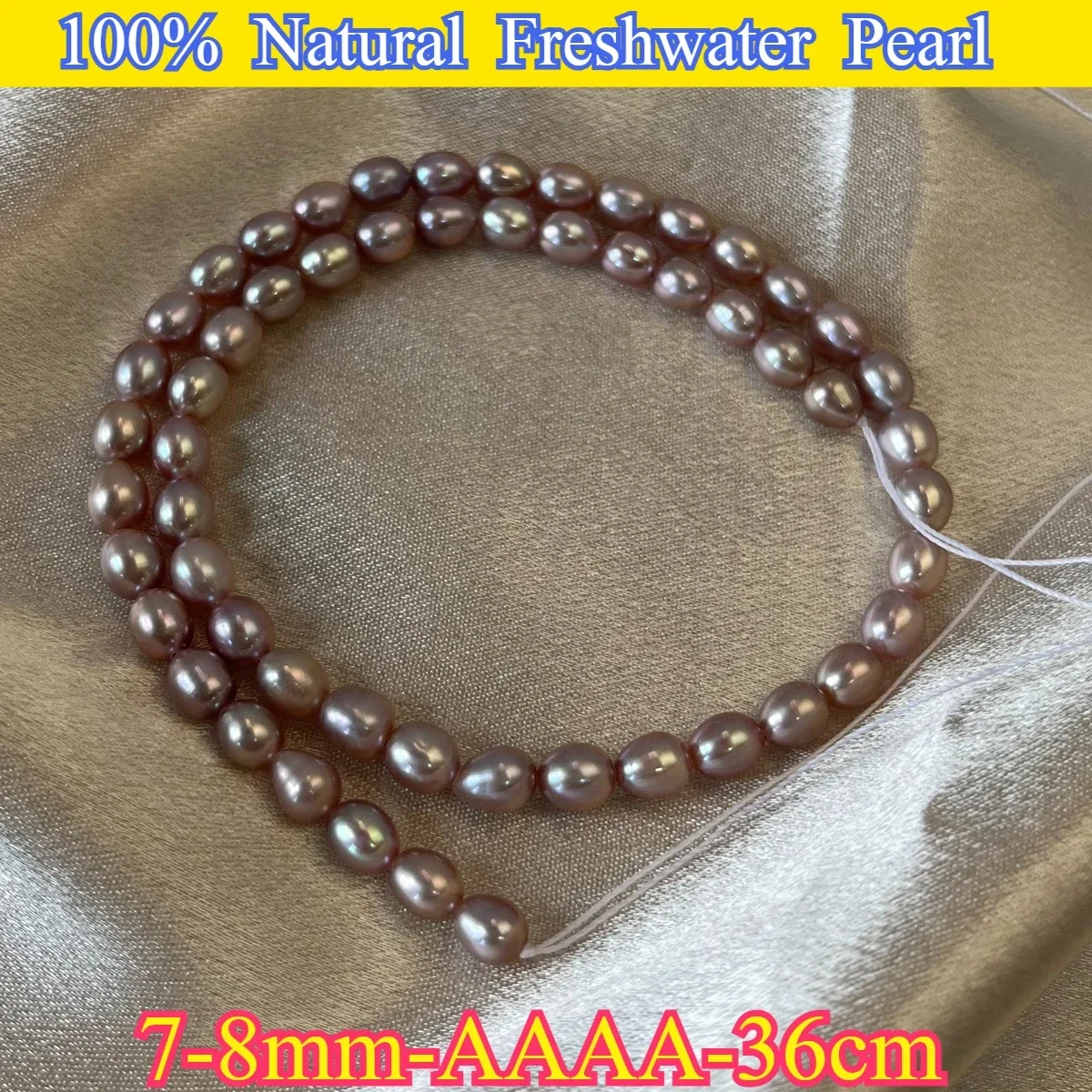 Perla Natural de agua dulce AAAA de 7-8mm, cuentas sueltas, arroz naranja púrpura radiante, joyería para mujer, accesorios para pulsera y collar DIY