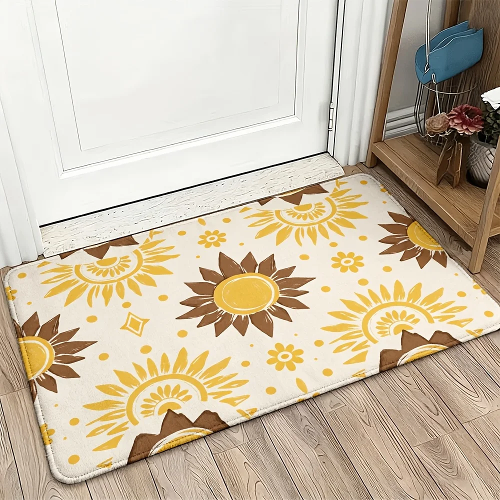 Sunflower Doormat for Entryway Home Decor Welcome Mat Yellow Sun Pattern Indoor Outdoor Rug 40x60cm