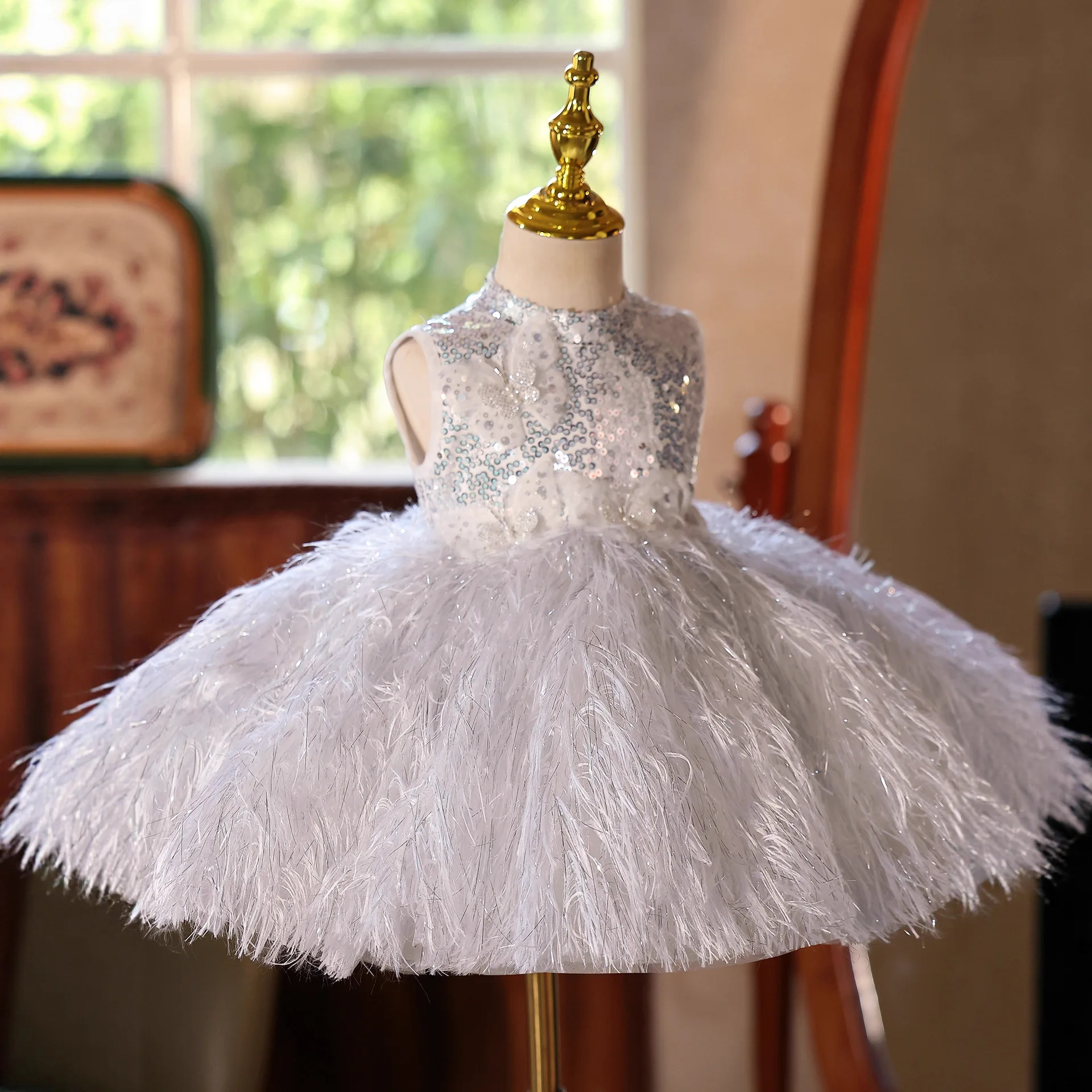 Children Light Luxury Birthday Princess Ball Gown Girls Cute Host Piano Performance Dress g473