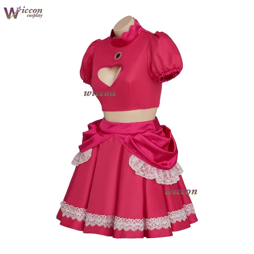 Peach Cosplay Costume Princess Doujin Pink Skirt Tiara Movie Halloween Lolita Outfit Dress Pink Clothing Wig Carnival Party view 4