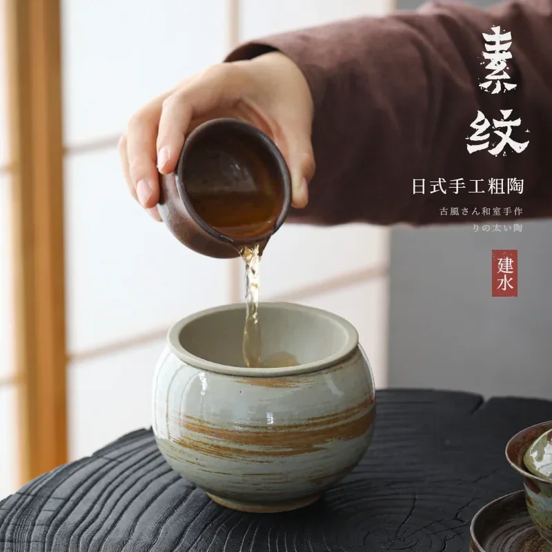 Japanese Style Handmade Cover Tea Residue Barrel Tea Basin Cup Wash Writing-Brush Washer Ceramic Kung Fu Tea Wash