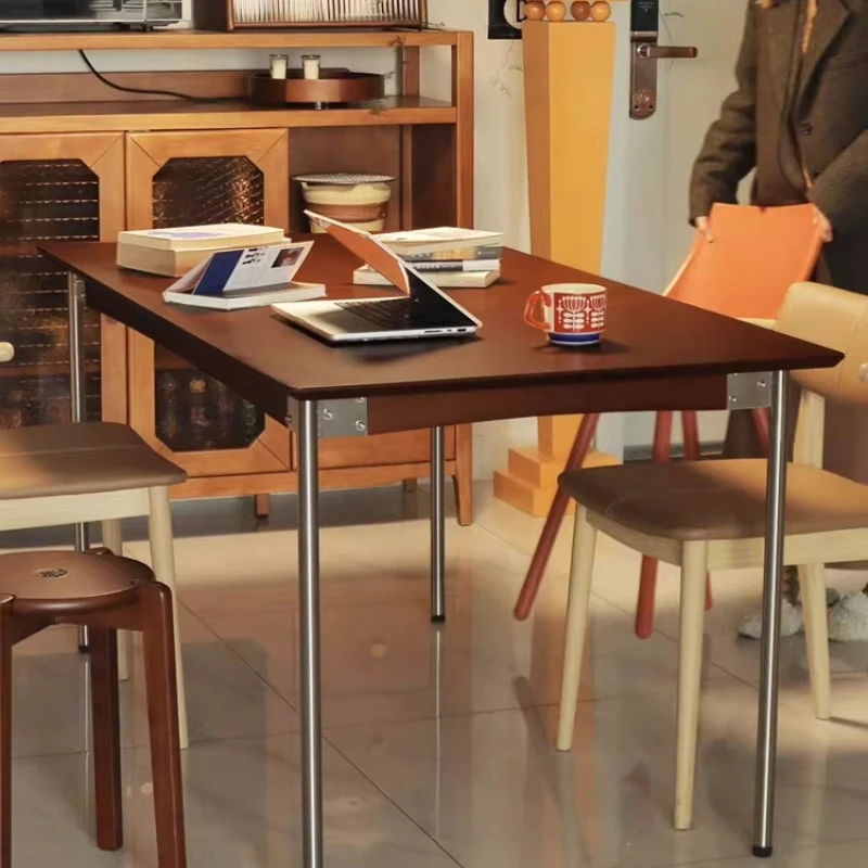 Medieval style solid wood rectangular dining table, office bench chair